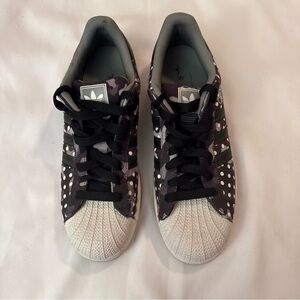 Adidas Black and White shell toe Dot Camo Sneakers